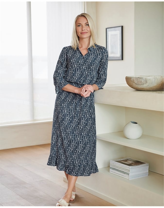 Frilled Cuff Midi Dress